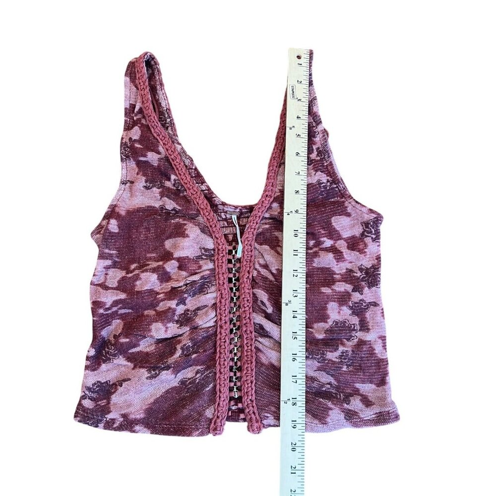 Free People Remie Tank Top Cropped Slim Floral Printed Smocked Boho Large - Picture 13 of 16